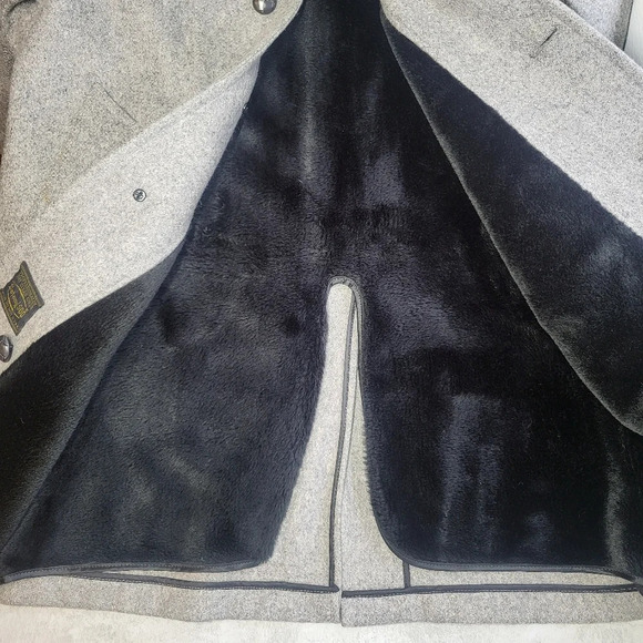 Vintage Botany 500 Gray Fleece Lined Wool Trench Coat Button Up Overcoat Pockets - Picture 8 of 16